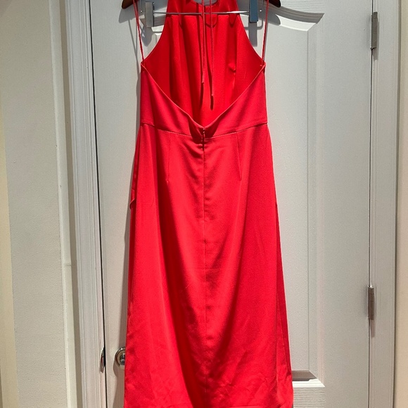 Alice + Olivia Kristy High Low Halter Dress Bright Poppy Red Size 8 - Picture 7 of 11